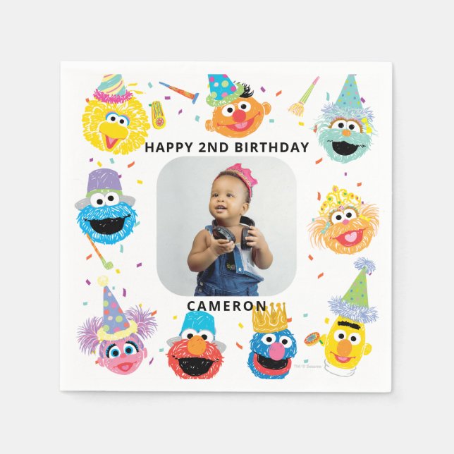 Serviette En Papier Sesame Street Pals Confetti Anniversaire (Devant)