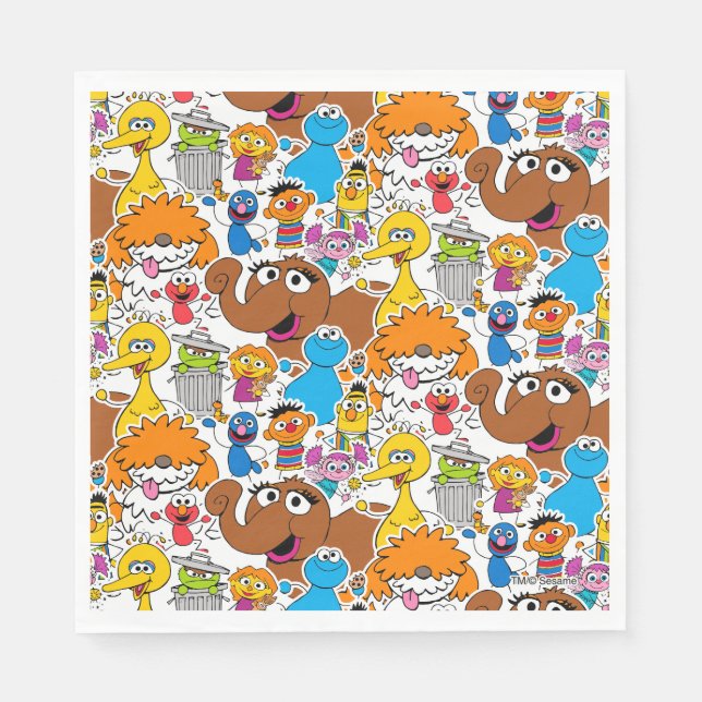 Serviette En Papier Sesame Street Pals Doodley Motif (Devant)
