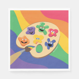 Serviette En Papier Sesame Street Pals Rainbow Art Party Papier Napkin