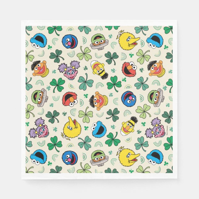 Serviette En Papier Sesame Street St. Patrick's Day Motif (Devant)