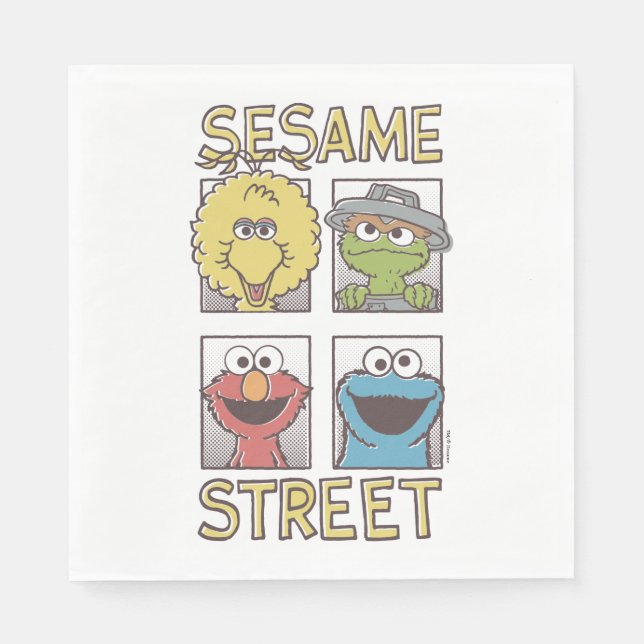 Serviette En Papier Sesame StreetVintage Caractère Comique (Devant)