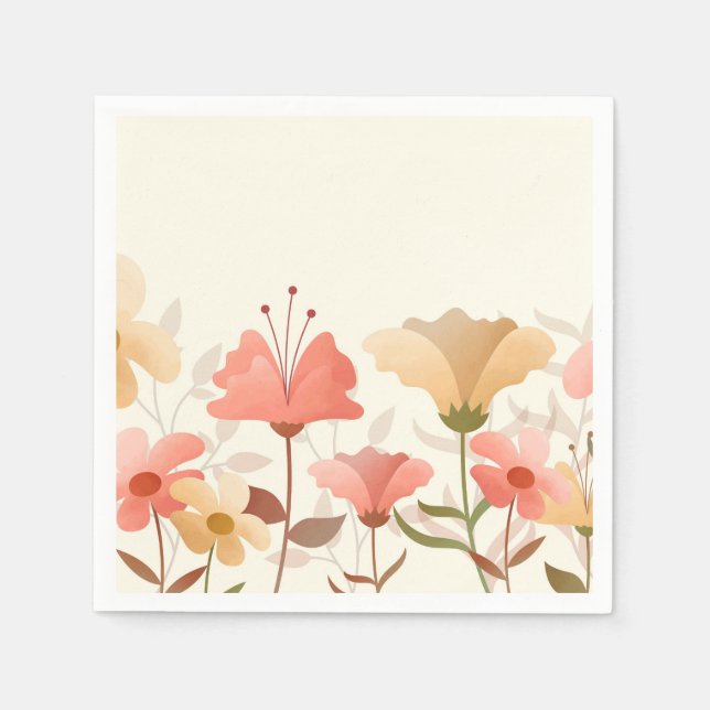 Serviette En Papier Set de table papier Festive Spring Flowers (Devant)