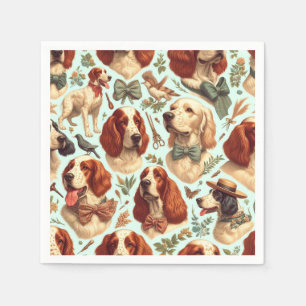 Serviette En Papier Setter anglais vintage sans couture