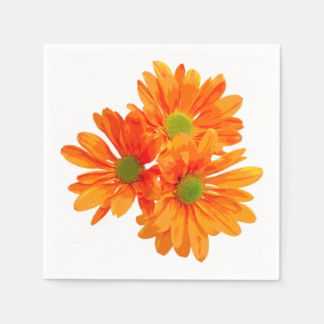 Serviette En Papier Seulement 3 Gerbera Daisy Blossoms + votre texte e (Devant)