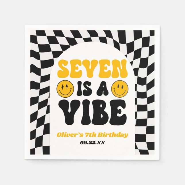 Serviette En Papier Seven Is A Vibe Retro Seventh 7th Birthday Party (Devant)