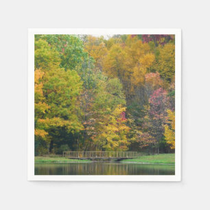 Serviette En Papier Seven Springs Fall Bridge II Autumn Paysage