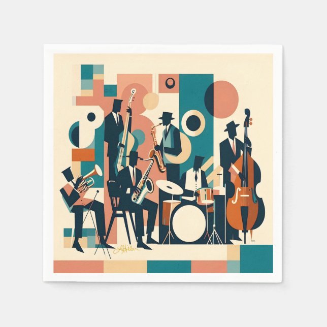 Serviette En Papier Sextet de l'ère du jazz du milieu du siècle (Devant)