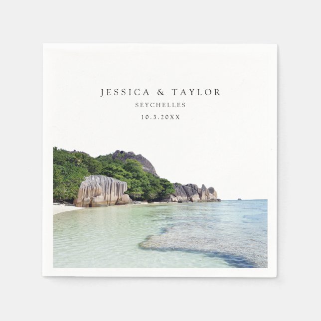 Serviette En Papier Seychelles Mariage Photo personnalisée Cocktail Na (Devant)