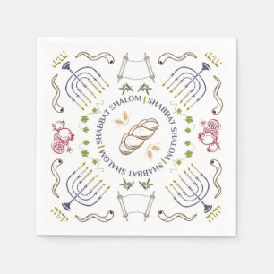 Serviette En Papier Shabbat Shalom Cocktail traditionnel serviettes