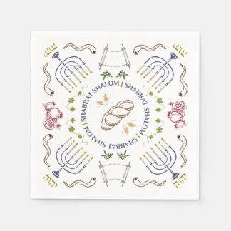 Serviette En Papier Shabbat Shalom Cocktail traditionnel serviettes