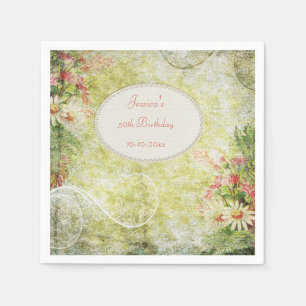 Serviette En Papier Shabby Chic Douces 50 ans et Fleurs Sauvages