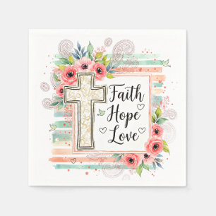 Serviette En Papier Shabby Chic floral Foi Espérance Amour