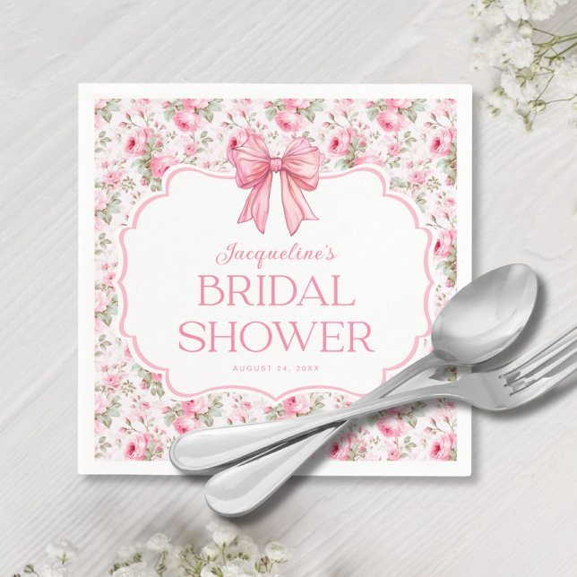 Serviette En Papier Shabby Chic Rose Bow Réception de Mariage (Créateur téléchargé)