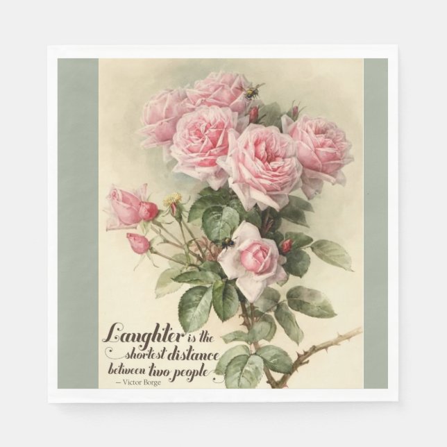 Serviette En Papier Shabby Chic Rose Roses victoriens (Devant)