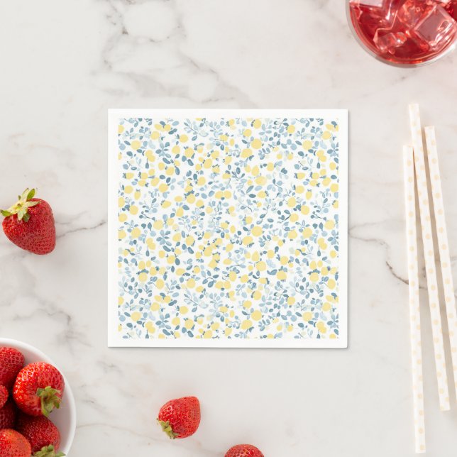 Serviette En Papier Shabby Chic Série Florale Lemon Design #4 (En situation)