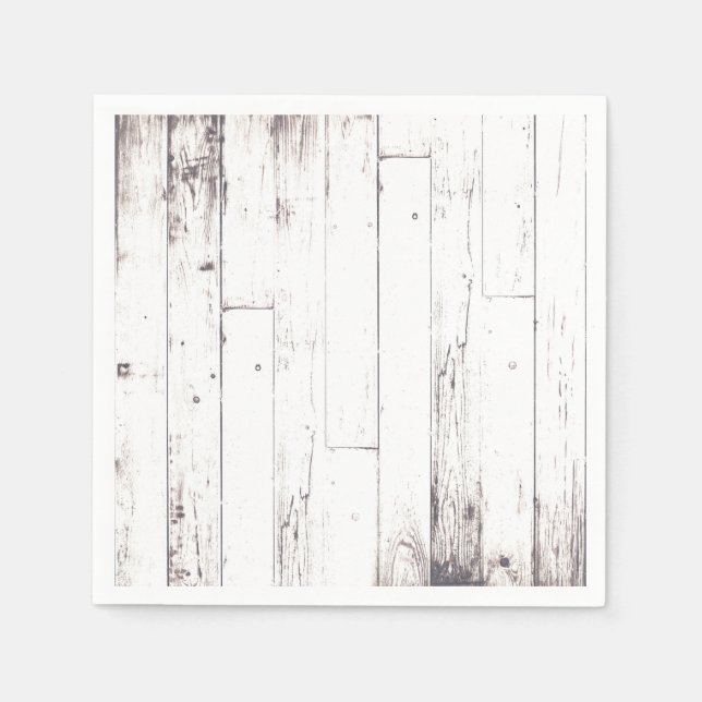 Serviette En Papier Shabby Chic White Wood Rustic Farmhouse Party (Devant)