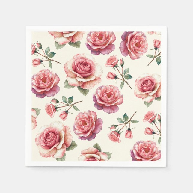 Serviette En Papier Shabby Pink Roses Forever (Devant)