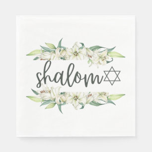 Serviette En Papier Shalom (avec Lilies et Etoile de David)