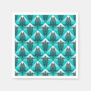 Serviette En Papier Shamanic Tortues de mer Motif - cyan