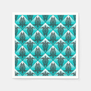 Serviette En Papier Shamanic Tortues de mer Motif - cyan + votre idée