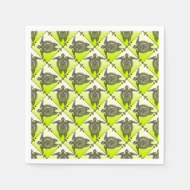 Serviette En Papier Shamanic Tortues de mer Motif - vert (Devant)