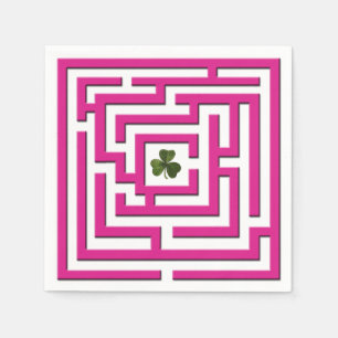Serviette En Papier Shamrock au Défi du Labyrinthe Rose