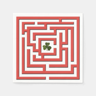 Serviette En Papier Shamrock au Défi du Labyrinthe Rouge
