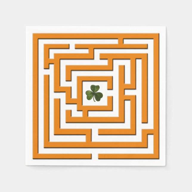 Serviette En Papier Shamrock au défi Orange Labyrinth (Devant)