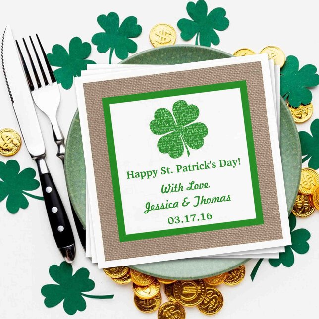 Serviette En Papier Shamrock & Burlap St. Patrick's Day (Créateur téléchargé)