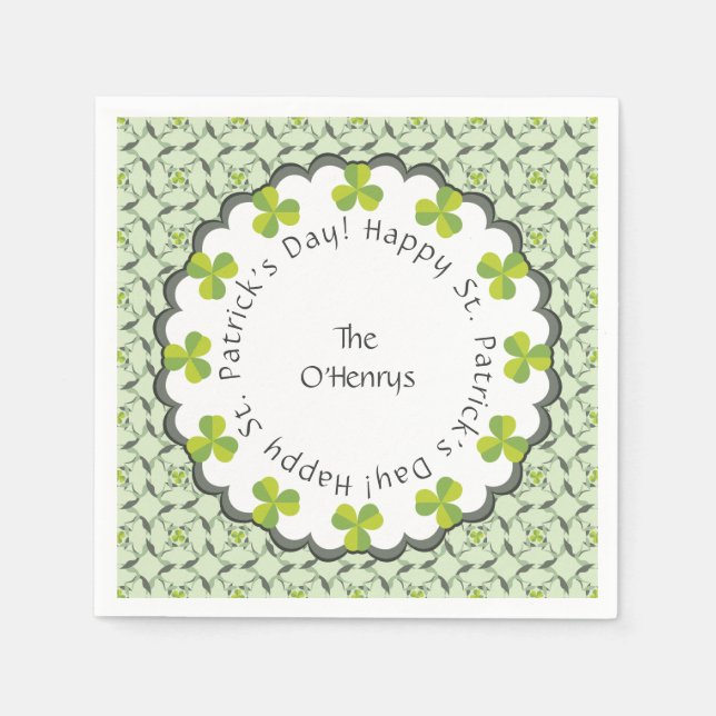 Serviette En Papier Shamrock celte St. Patrick's Day Personnalisé (Devant)