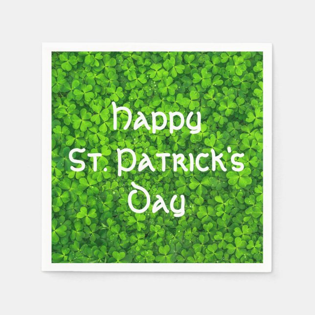 Serviette En Papier Shamrock Clover Feuille St. Patrick's Day Party (Devant)
