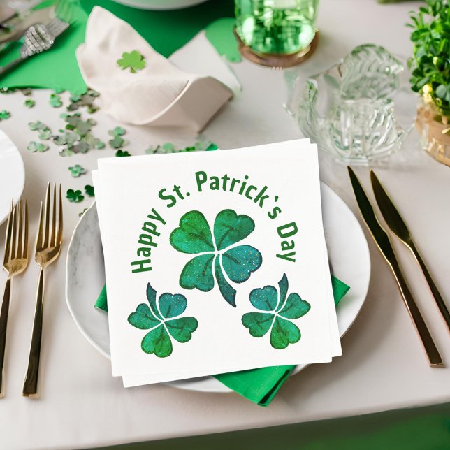 Serviette En Papier Shamrock Clover Green St Patrick`s Day Party (Créateur téléchargé)