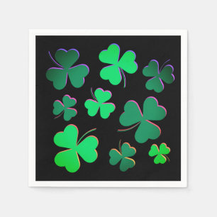 Serviette En Papier Shamrock Clover Irlande Irish Modern Green & Black