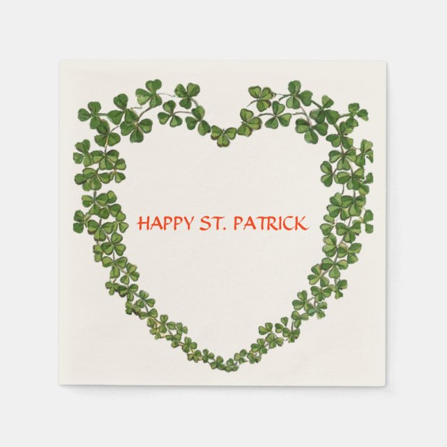 Serviette En Papier SHAMROCK COEUR vert pourpre (Devant)