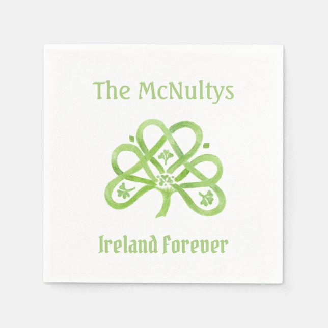 Serviette En Papier Shamrock d'aquarelle verte celtique (Devant)