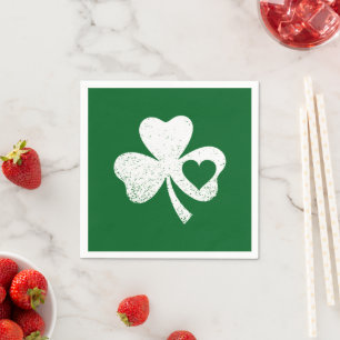 Serviette En Papier Shamrock de coeur de Green Jour de la Saint Patric