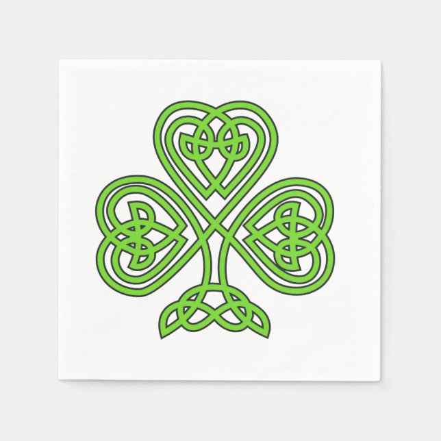 Serviette En Papier Shamrock de noeud celtique en blanc (Devant)