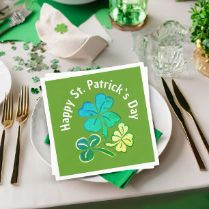 Serviette En Papier Shamrock de trèfle Green St Patrick`s Day Party