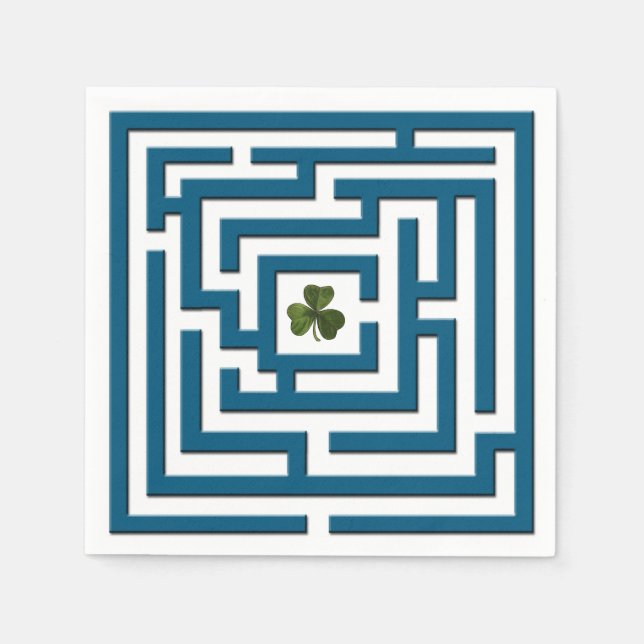 Serviette En Papier Shamrock du Défi Blue Labyrinth (Devant)
