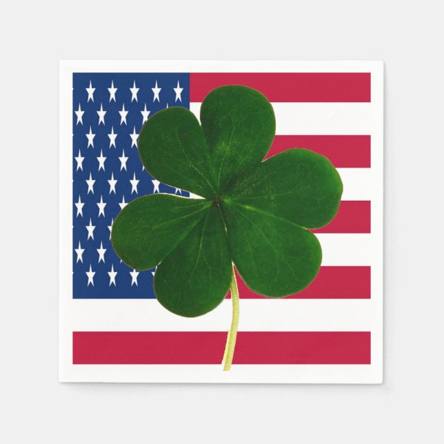 Serviette En Papier Shamrock du drapeau irlandais américain Clover St. (Devant)