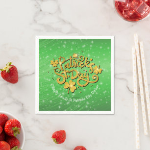 Serviette En Papier Shamrock Gold du Jour de l'Saint Patrick de messag