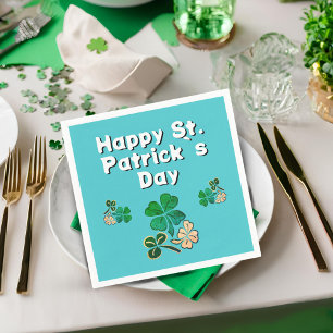 Serviette En Papier Shamrock moderne Clover Joyeux Saint Patrick`s Day