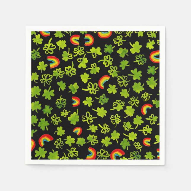 Serviette En Papier Shamrock Rainbows Watercolor Irlande ST PATRICK (Devant)