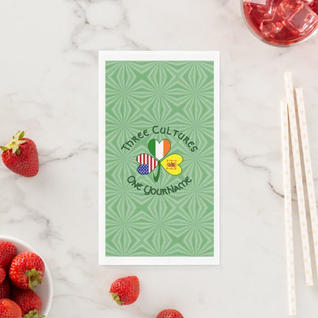 Serviette En Papier Shamrock Scot Lion Ireland USA Flags Personalized  (En situation)