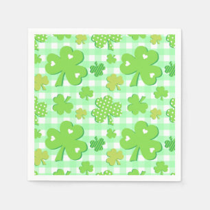 Serviette En Papier Shamrocks et Motifs En vichy de la Saint Patrick