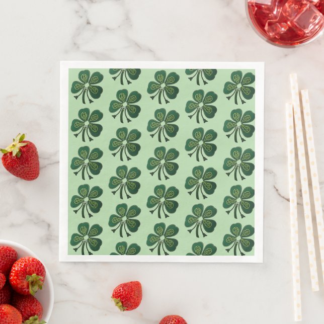 Serviette En Papier Shamrocks verts 2025 (En situation)