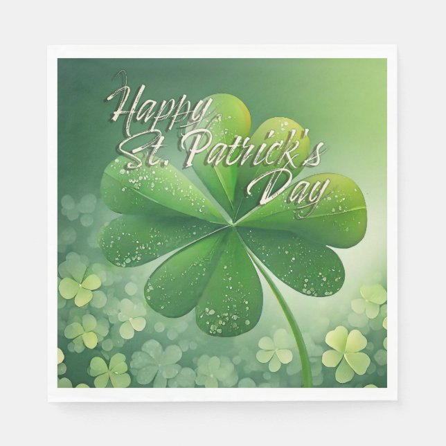 Serviette En Papier Shamrocks verts Bonne St. Patrick's Day (7) c (Devant)
