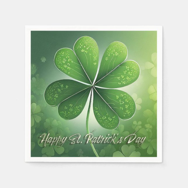 Serviette En Papier Shamrocks verts Bonne St. Patrick's Day (8) c (Devant)