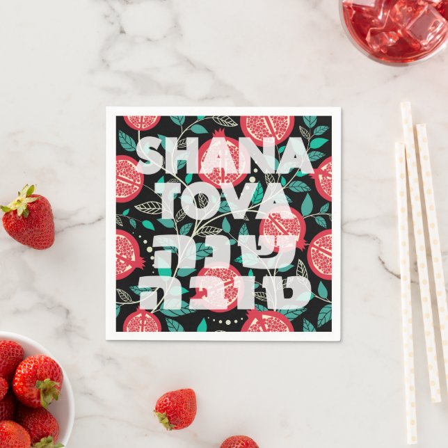 Serviette En Papier "Shana Tova" pour le Nouvel An juif Rosh Hashana (En situation)