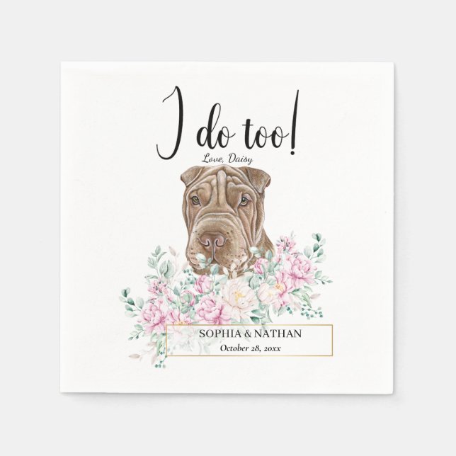 Serviette En Papier Shar Pei Chien Mariage Cocktail Napkins (Devant)